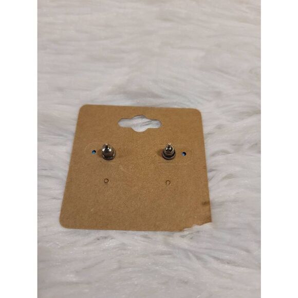 Vintage Aqua Button Earrings - Picture 3 of 3